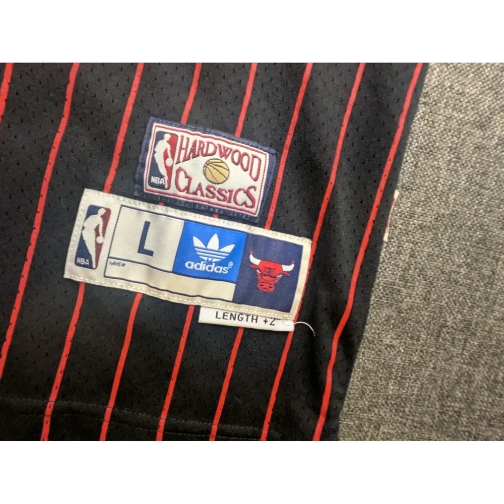 Dennis Rodman #91 Chicago Bulls Adidas NBA Basketball Pinstripe Jersey Large +2